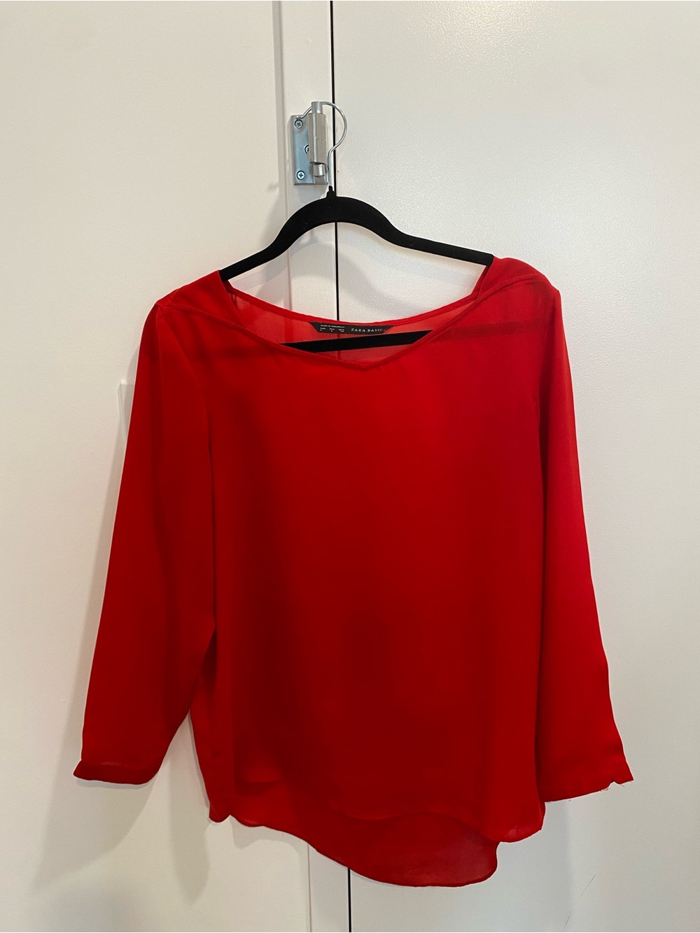 Zara Red Lightweight Blouse - Elegant Long Sleeve Top